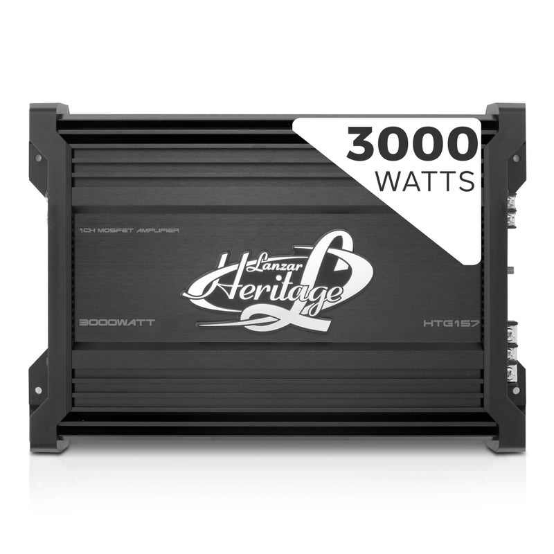 Lanzar 1 Channel Car Audio Amplifier, 3000 Watt, Monoblock, 2 Ohm, MOSFET, Nickel Plated RCA Input, Bass Boost Circuit, Electronic Crossover Network, Power Protection LEDs - HTG157 - Image 1